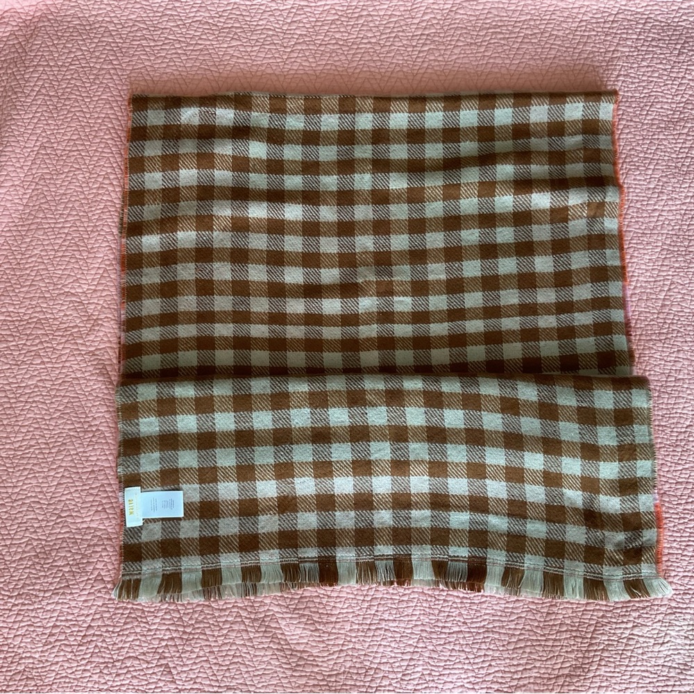Anthropologie Checked Scarf in Pink, Orange & Brown - Picture 9 of 9